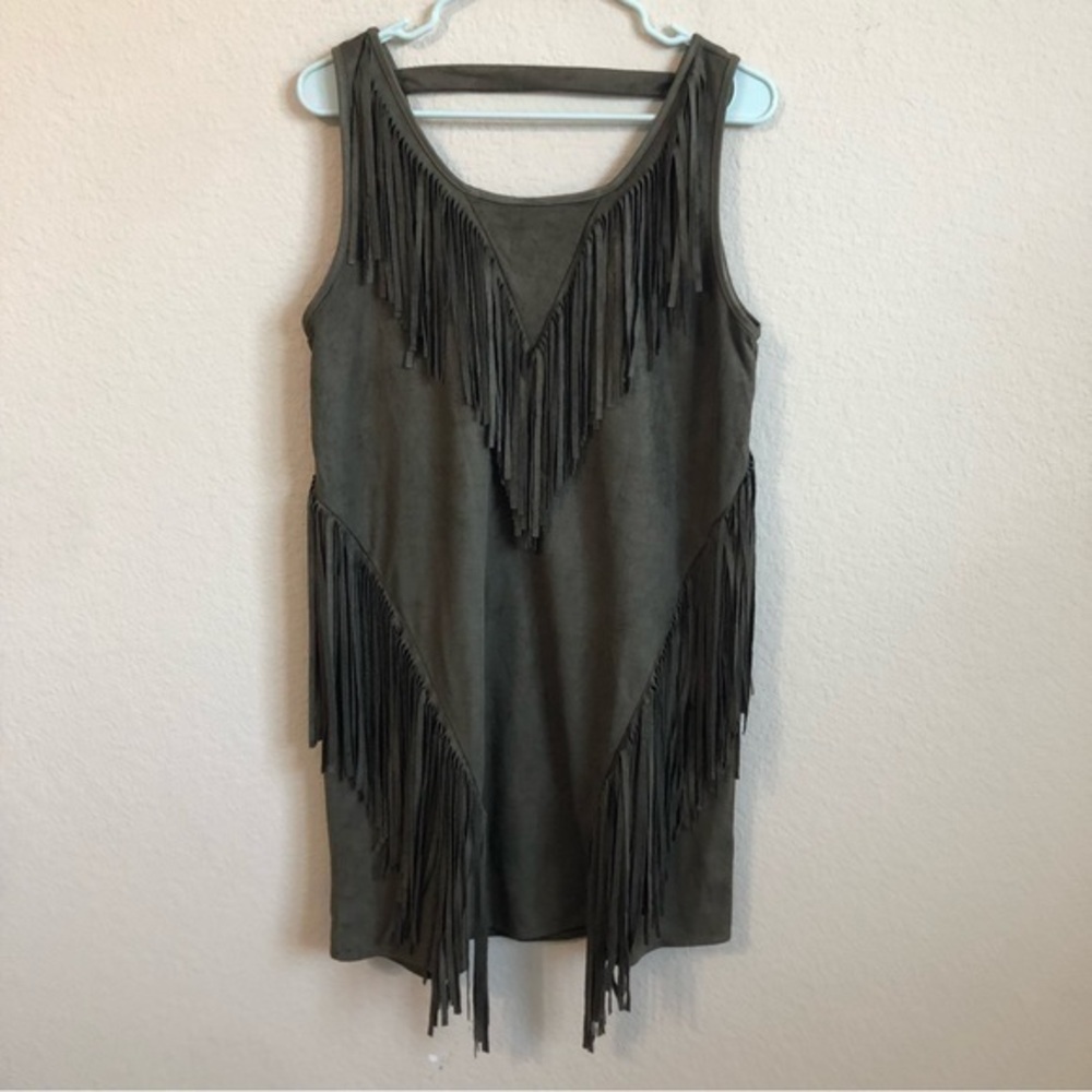 Ya Los Angeles Dress Sleeveless Fringe Native American Boho Bohemian Festival